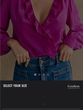 Beautiful sold out Sezane Rosine Ruffle V-Neck Blouse - Magenta